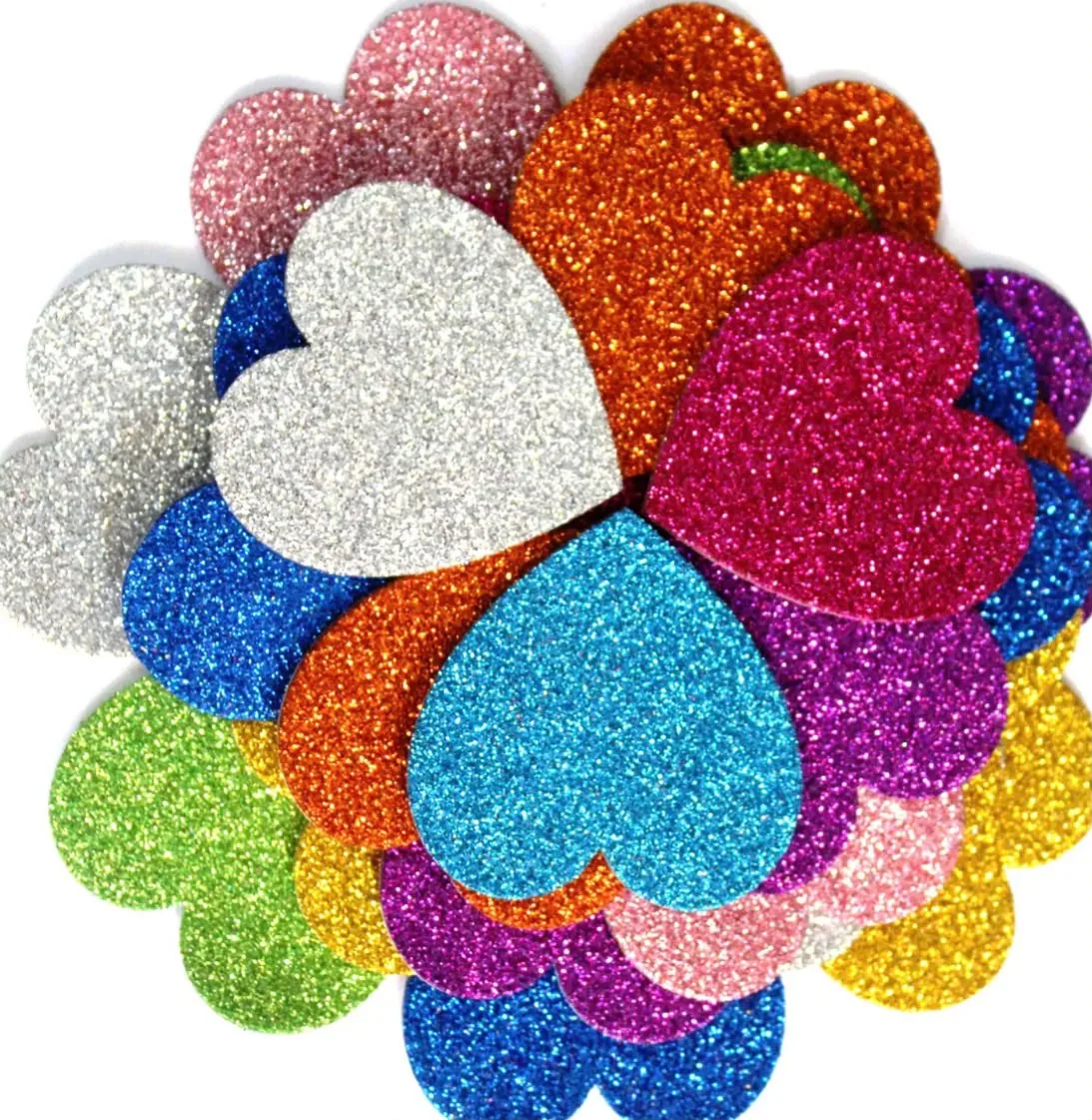 Glitter Heart Foam Stickers
