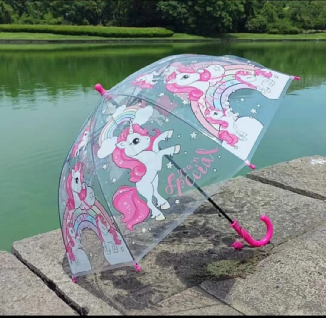 ☔ Kids Transparent Cartoon Umbrella