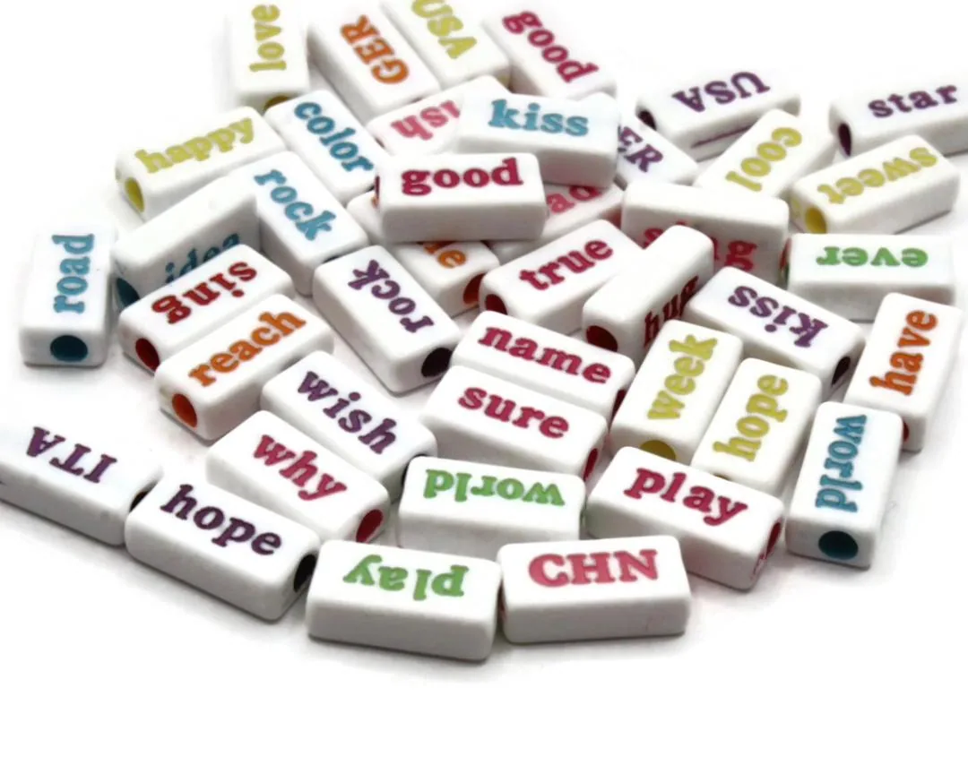 Rectangular Acrylic Words Beads