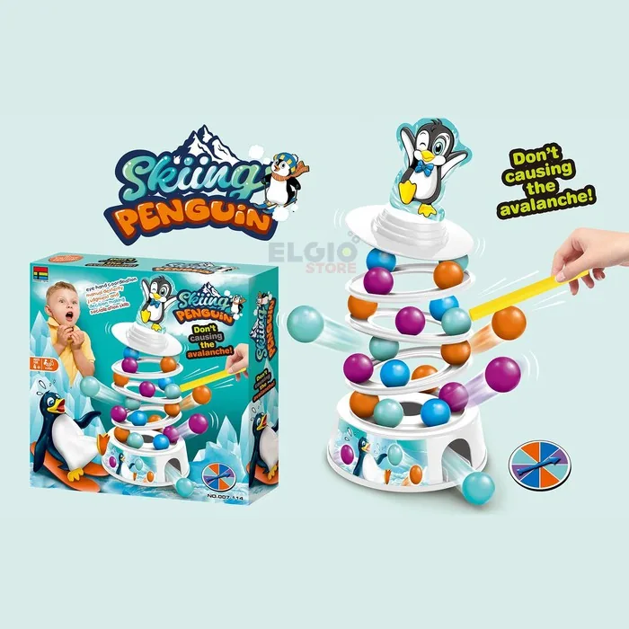 Skiing Penguin Balance Tower Game