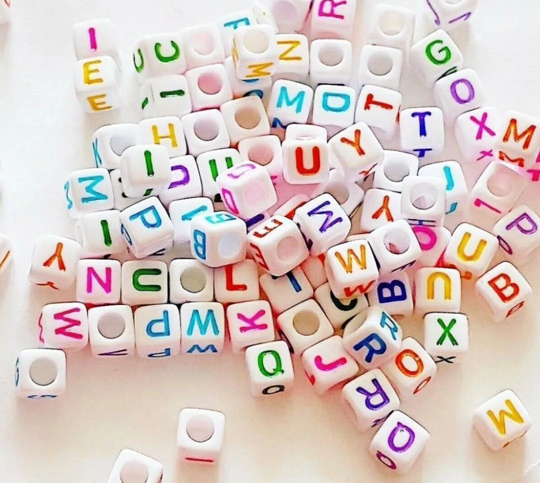 White Acrytic Cube Beads
