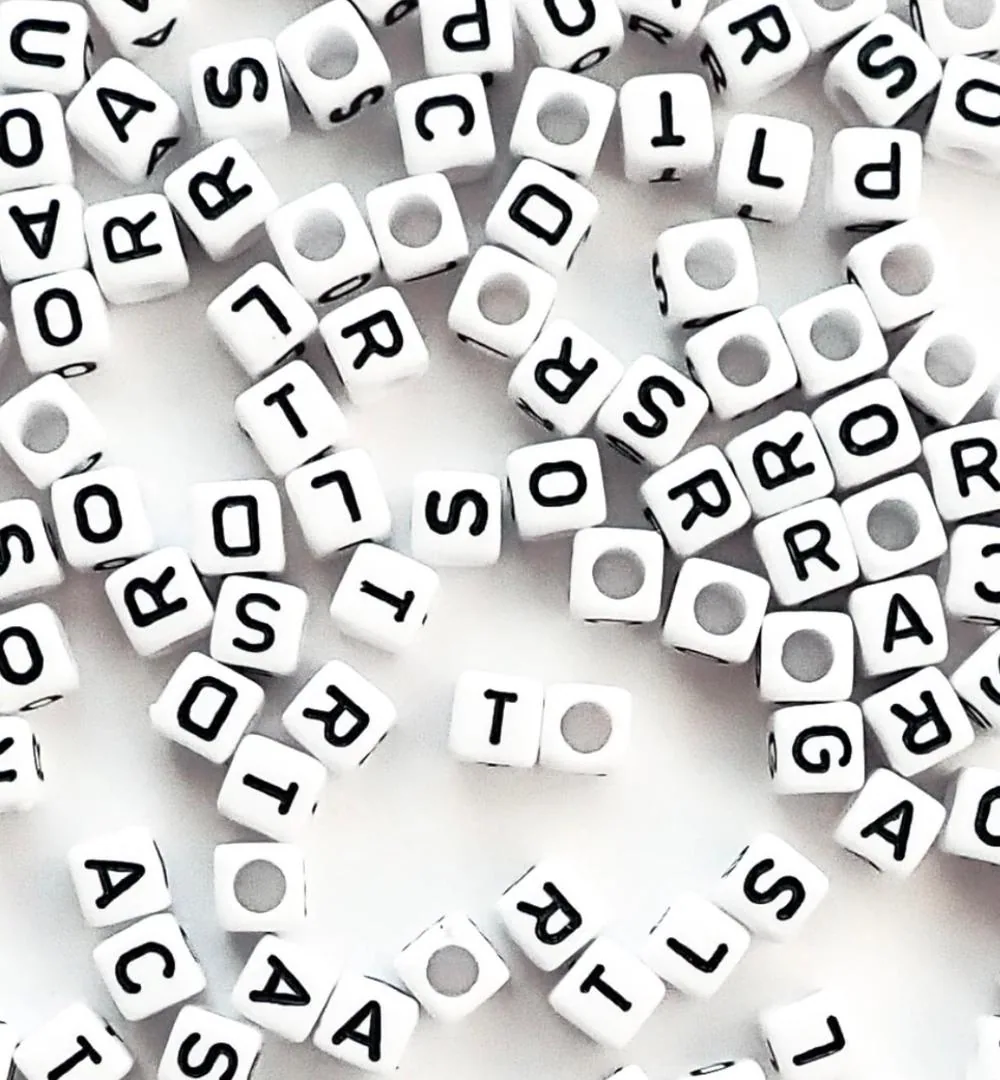 White & Black Acrylic Cube Letter Beads